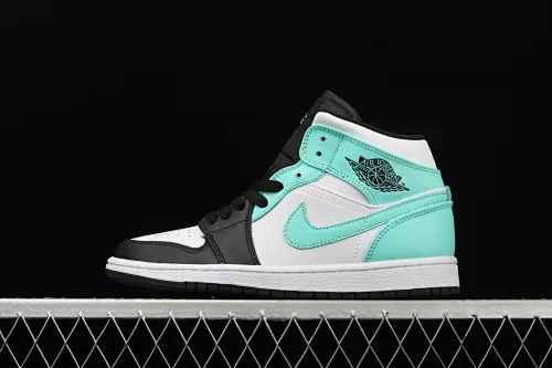 All categories Air Jordan Jordan series basketball shoes Air Jordan 1 Mid Air Jordan 1 Mid AJ1 Joe 1 black and white blue Zhongbang basketball shoes 554724-132